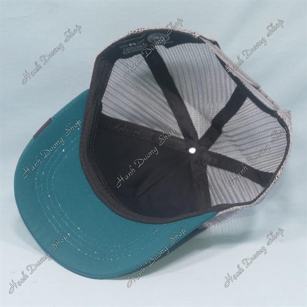 Nón kết lưới in đại bàng in chữ Freedom phía sau khóa nhựa phía trong và trước có tem vòng đầu 55-58cm - Xanh cổ vịt