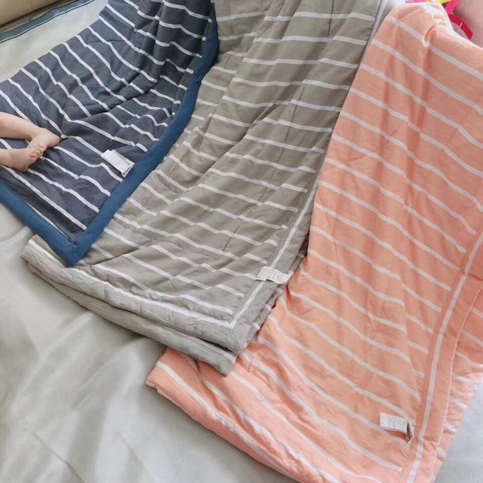 Chăn hè kẻ sọc cotton xuất Nhật