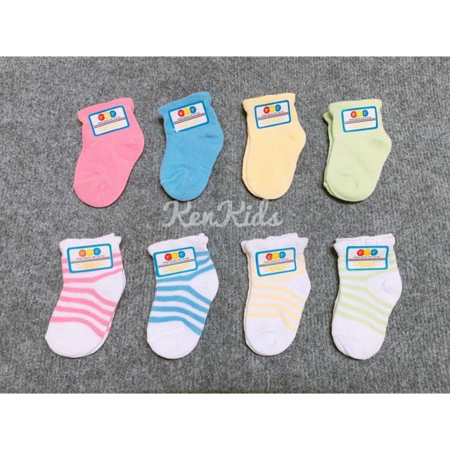 Set 5 đôi Vớ/ tất sơ sinh màu và sọc cho bé (2-6m