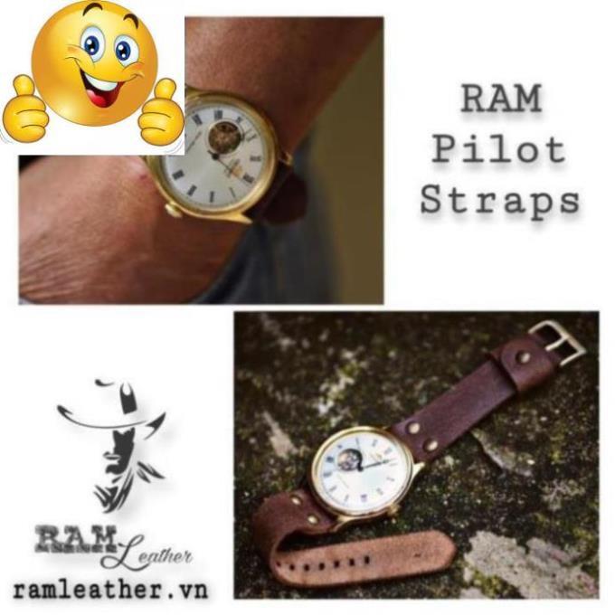 DÂY ĐỒNG HỒ PHI CÔNG  DA BÒ THẬT CỰC CHẤT - RAM PILOT .