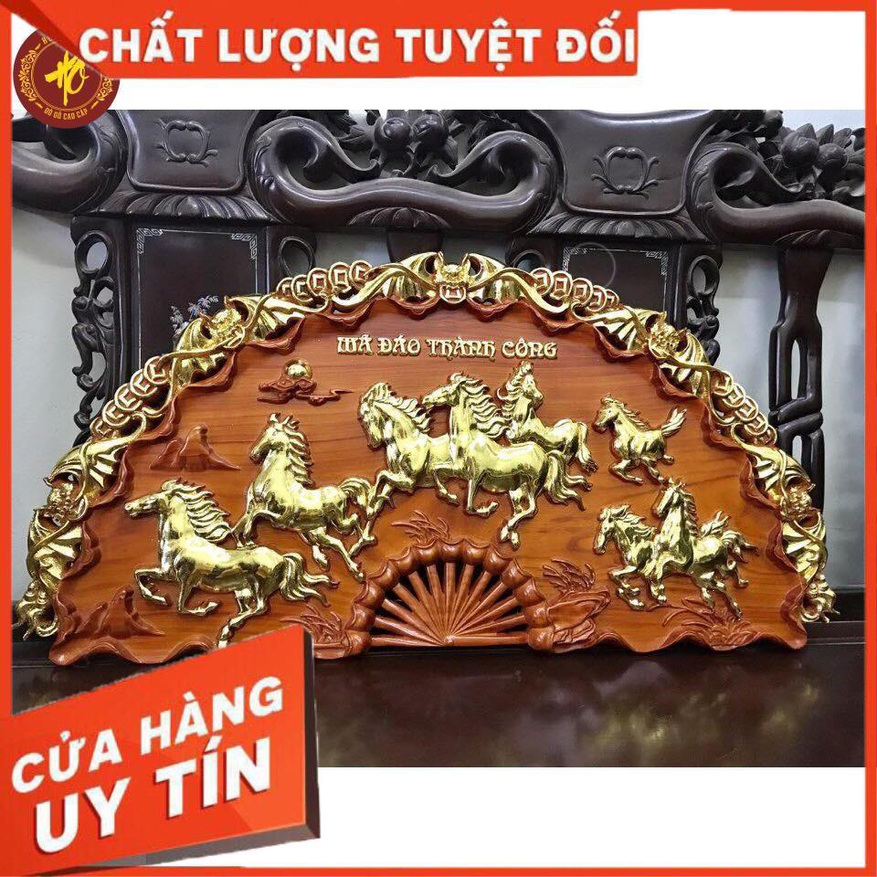 QUẠT GỖ TREO TƯỜNG THUẬN BUỒM XUÔI GIÓ - BÁT MÃ MẠ VÀNG