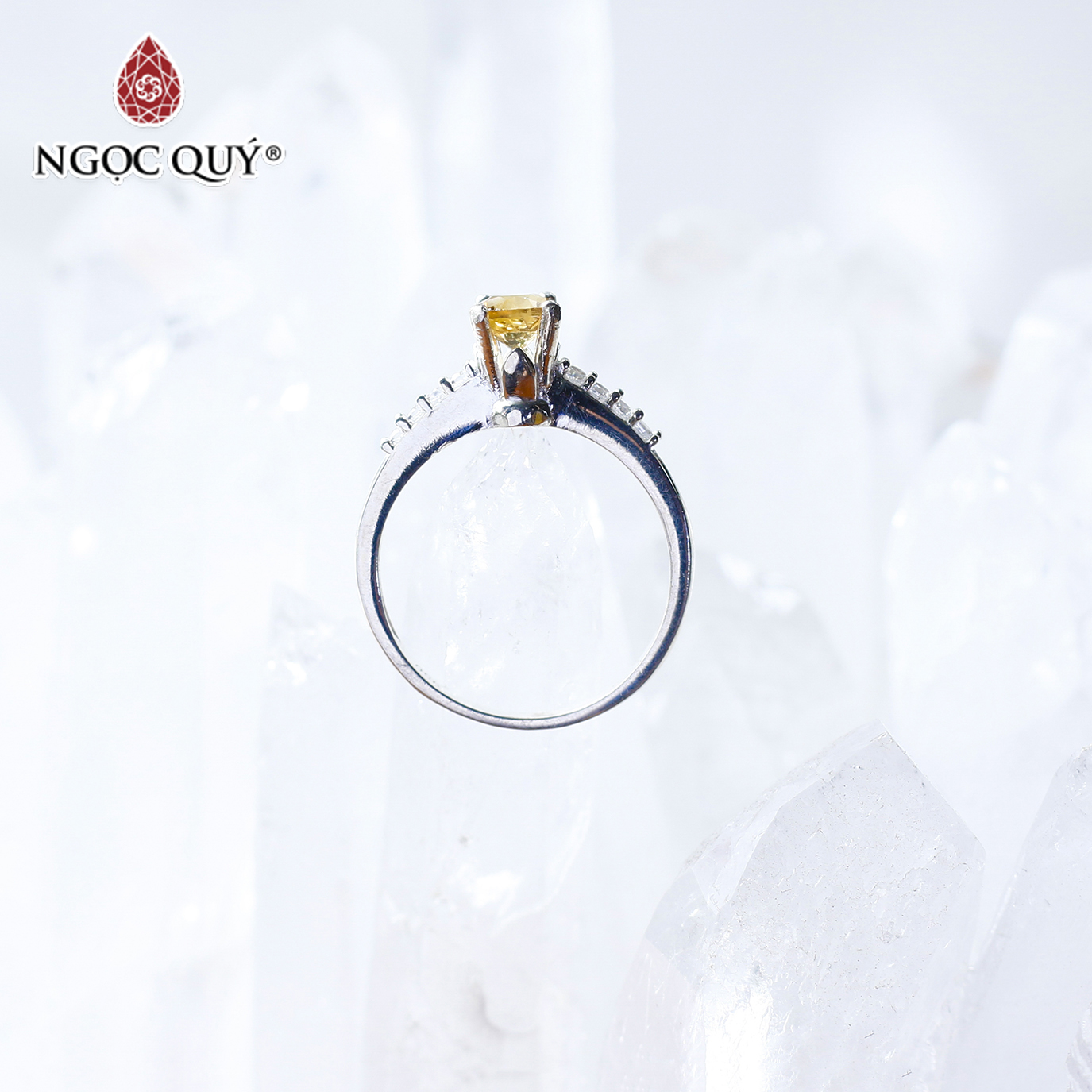 Nhẫn bạc nữ đá Citrine mệnh thổ, kim - Ngọc Quý Gemstones