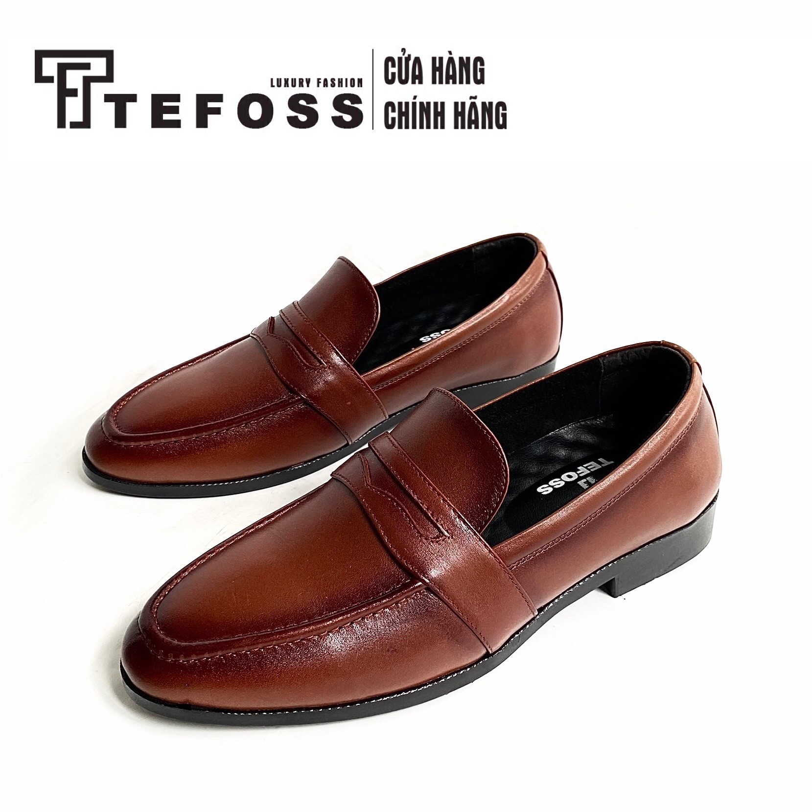 Giày lười nam da bò thật Loafer/Moca TEFOSS HT511 trơn đen và nâu sang trọng size 38-44