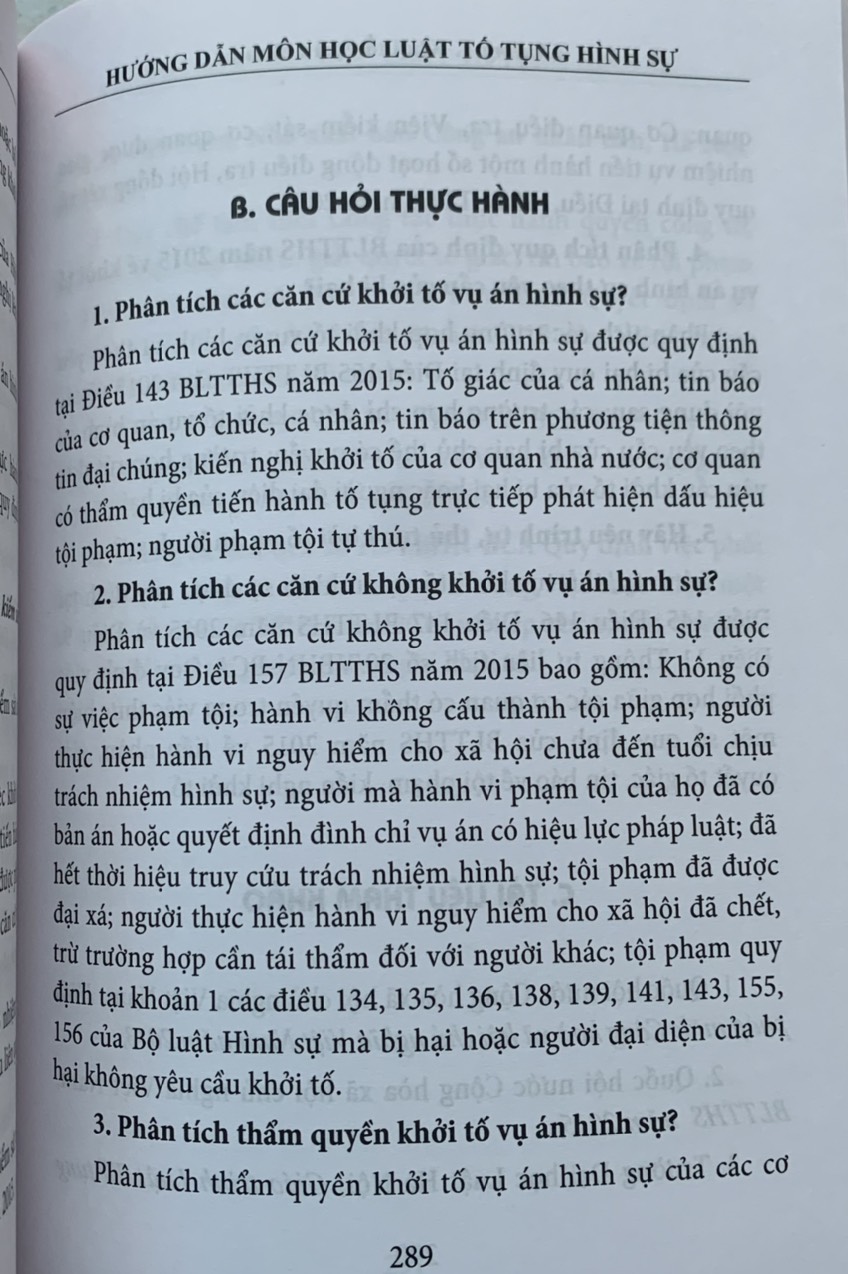 Hướng dẫn môn học Luật tố tụng hình sự