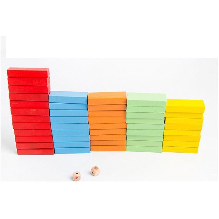 Đồ Chơi Rút Gỗ Màu Domino 54 Thanh Babo Xếp Tầng Tháp‎ Jenga - Size Lớn, Sơn Gỗ Mịn Đẹp