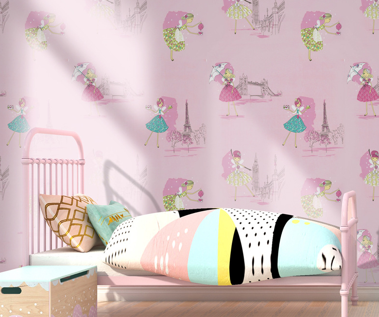 Combo 10 mét giấy dán tường, decal dán tường trang trí nhà cửa CÔ GÁI HỒNG khổ 45cm