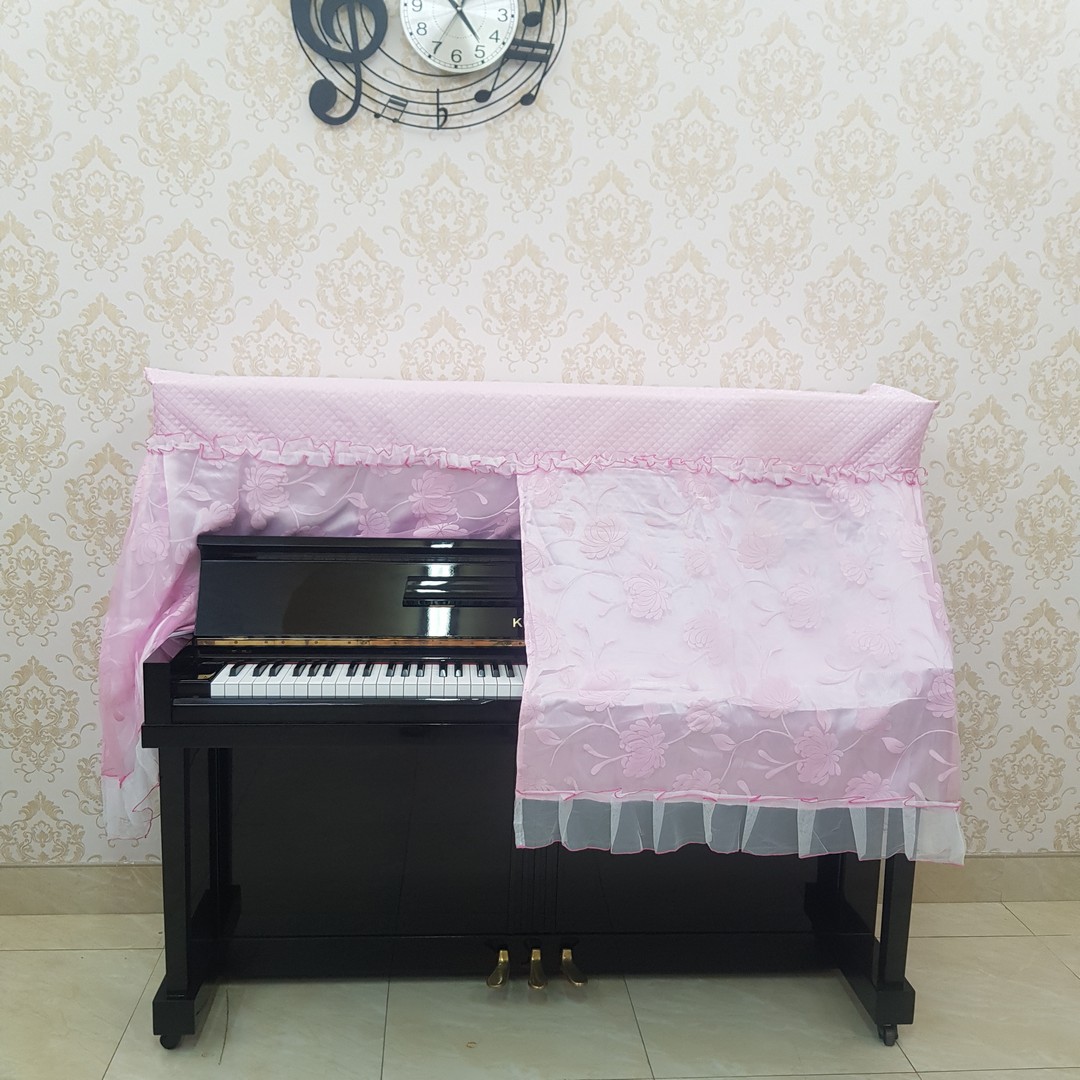 Khăn phủ đàn Piano mẫu lửng hồng danh cho đàn size nhỏ gọn U1