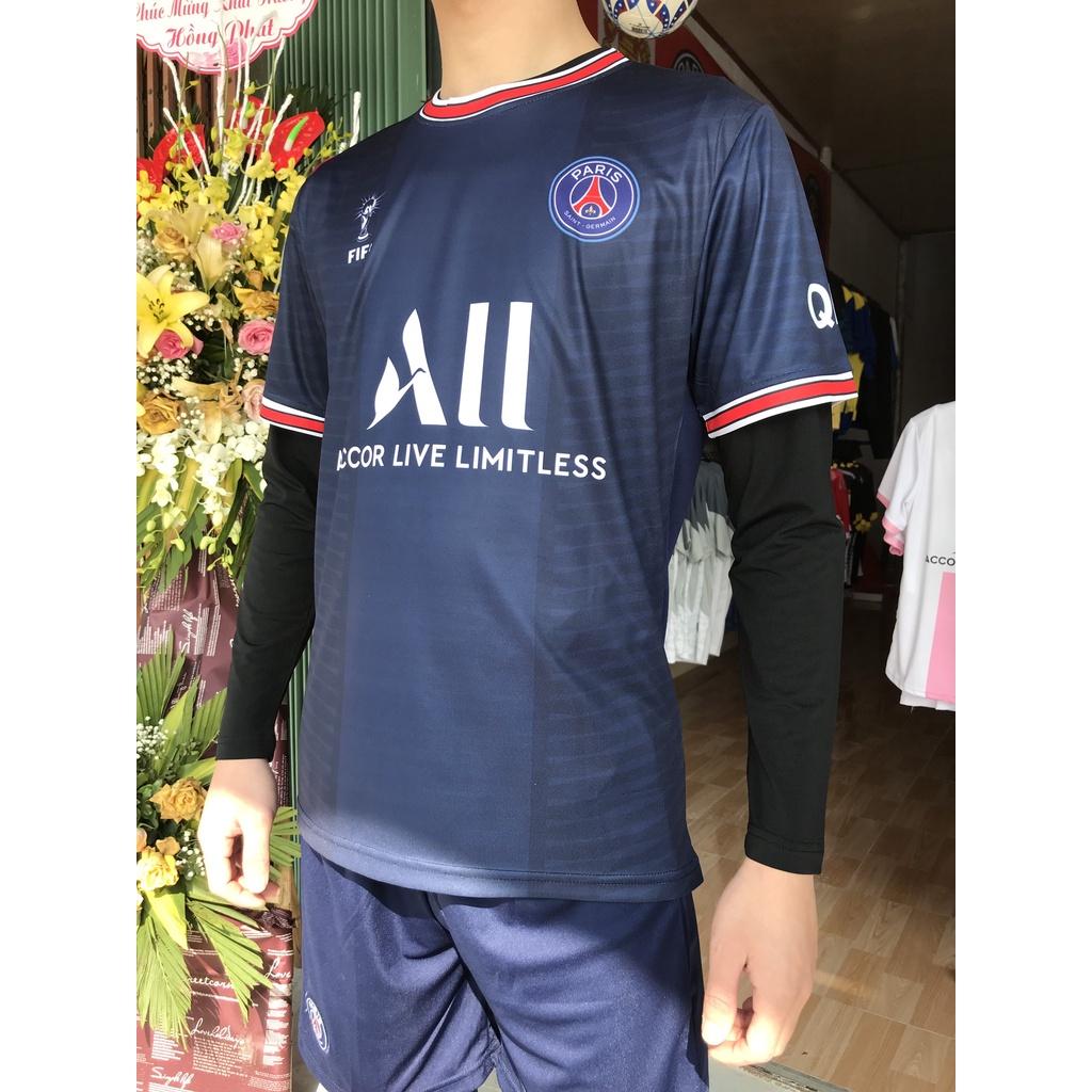 Bộ quần áo thể thể thao đá bóng hè CLB Paris Saint Germain Xám