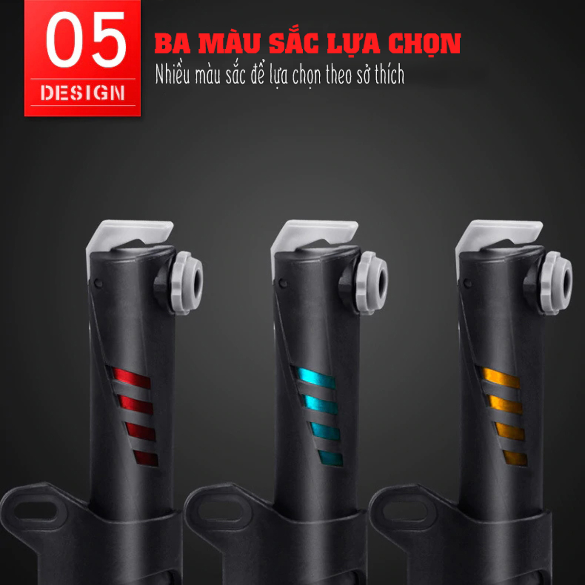 Bơm Xe Đạp Mini Treo Xe Gắn Khung Sườn Có Đế Gắn Sử Dụng Khẩn Cấp 120Psi 8 Bar Siêu Nhẹ Xy Lanh Lõi Nhôm (Kèm 2 Đầu Bơm) Mai Lee