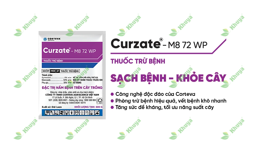 Thuốc trừ bệnh Corterva Curzate M8 72WP (gói 500gr) Nấm Bệnh trên Cây Trồng
