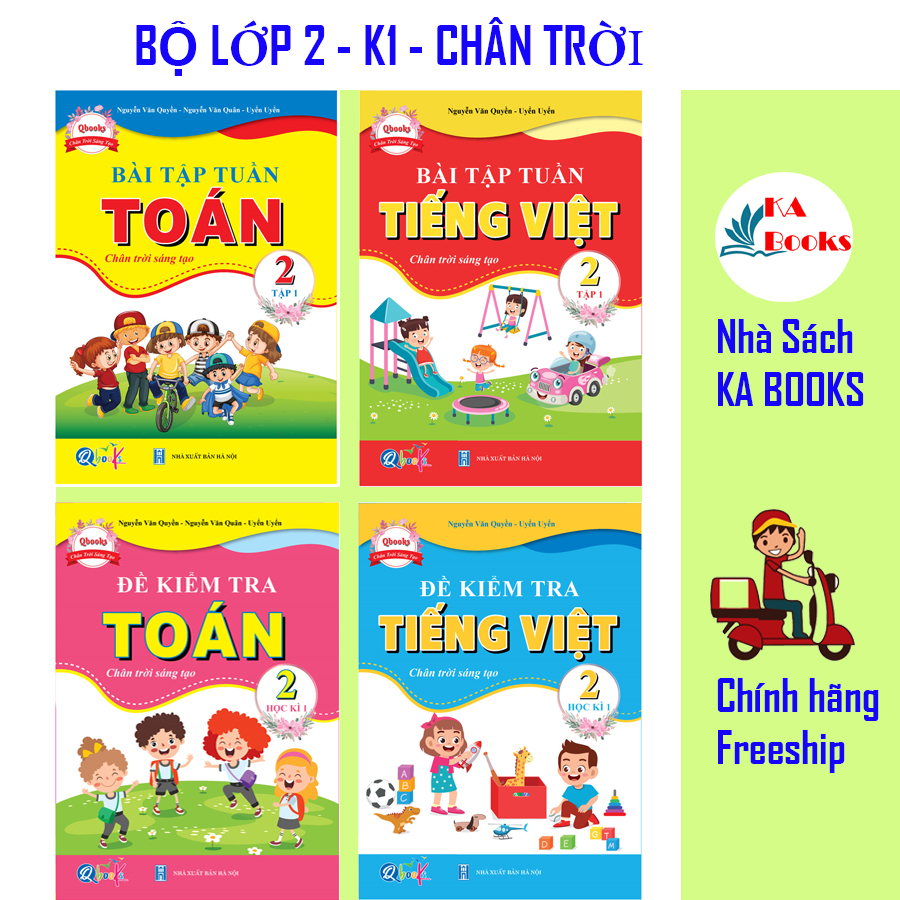 Combo Bài Tập Tuần, Đề Kiểm Tra Toán và Tiếng Việt Lớp 2 - Chân Trời Sáng Tạo - Học Kì 1 (4 quyển)