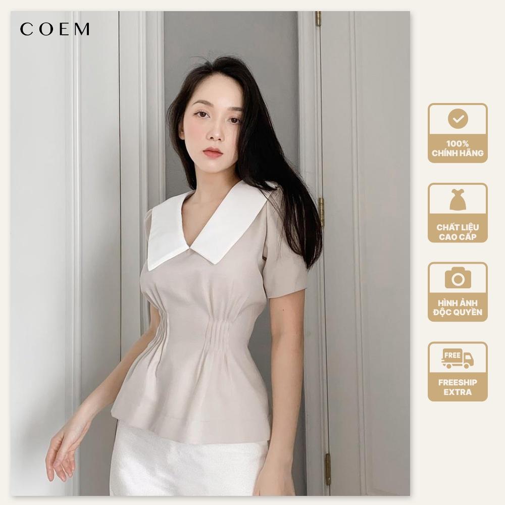 Áo Sơ Mi Nữ Công Sở Tay Phồng Eo Xếp Ly Chất Liệu Cotton CO EM Thiết Kế Cách Điệu Sang Trọng Phù Hợp Đi Làm Đi Tiệc