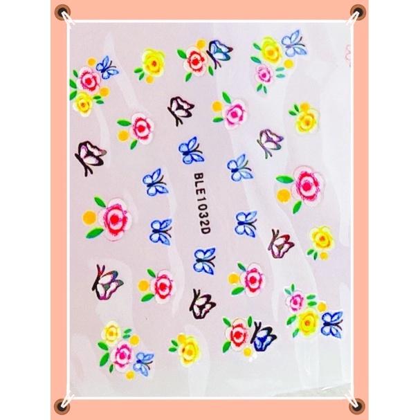 Dán Móng Tay 3D Nail Sticker Các Hoa Văn Xinh Xắn Màu Sắc Tươi, Dán Dính Chắc Chắn Hàng Đẹp