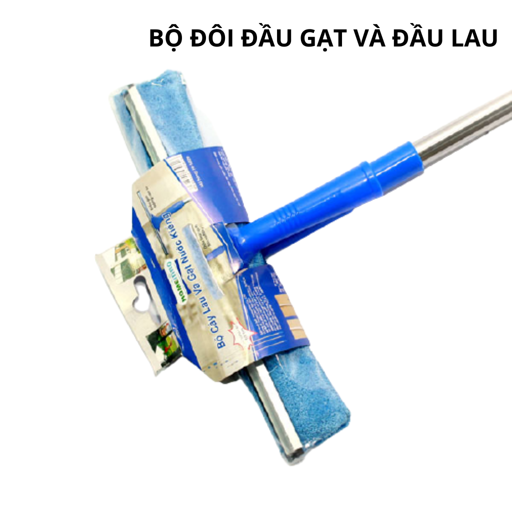 Bộ cây lau gạt kiếng inox kéo dài 1M3 vệ sinh nhà cửa 2in 1