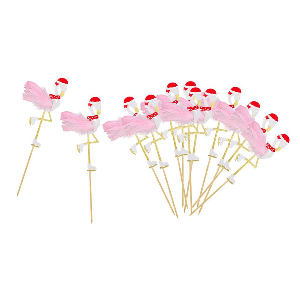 12pcs Cake Topper Picks Flamingo Cupcake Decor Birthday Party