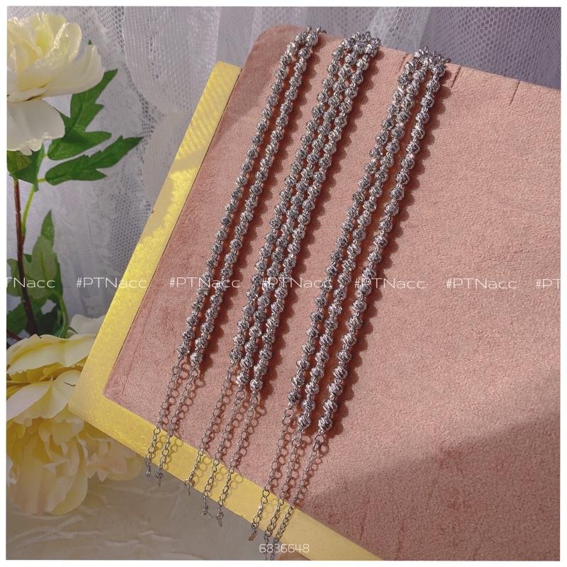 ᴾᵀᴺᵃᶜᶜ Lắc tay bạch kim bi trơn đơn giản