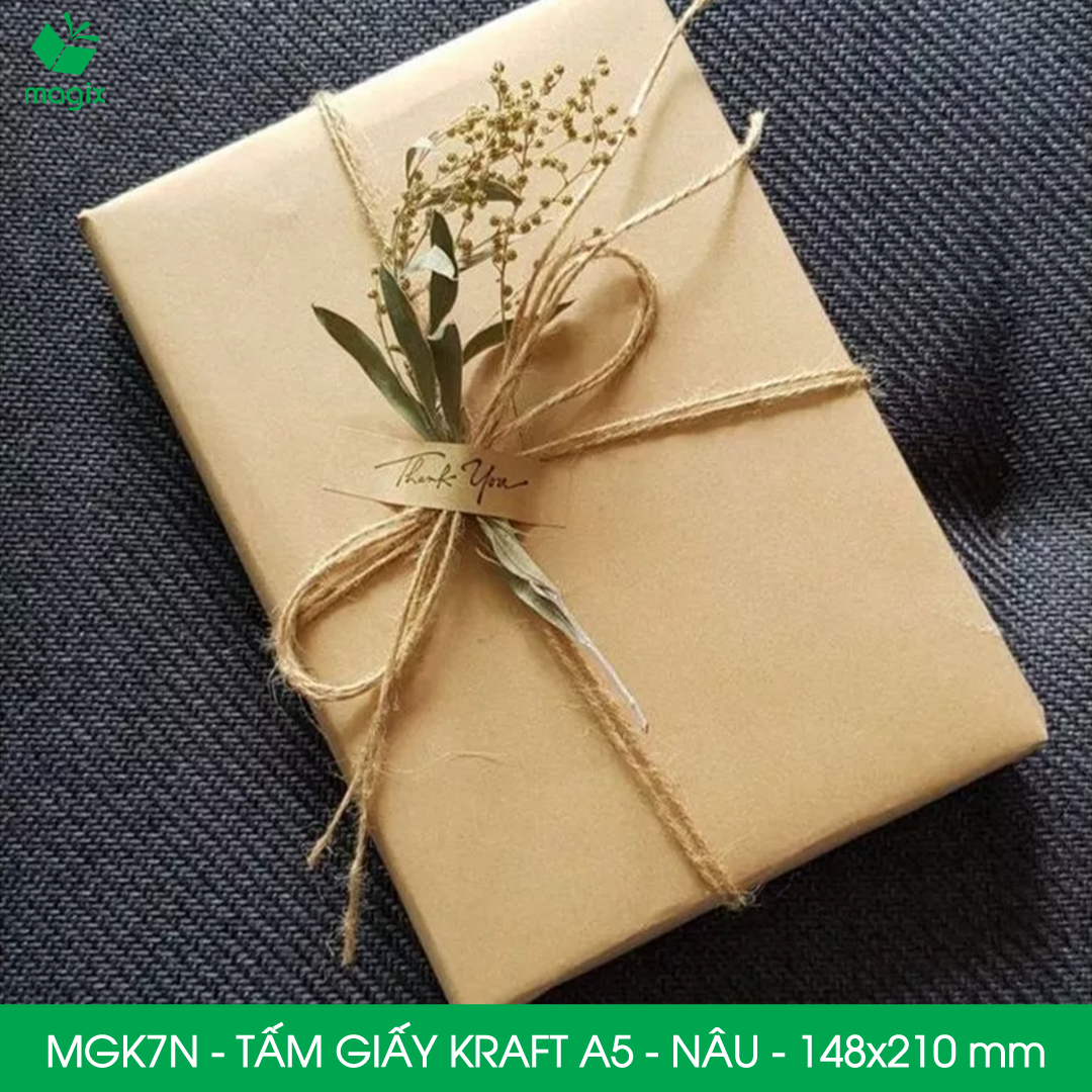 MGK7N - A5 - 70 gsm - 100 tờ giấy kraft nâu - Dùng gói hàng, bọc quà, làm nháp, chèn lót chống sốc