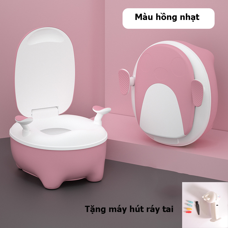 Bô Trẻ Em - Bô Vệ Sinh Hình Chú Chim Cánh Cụt Dễ Thương - Kiểu Dáng Giống Chiếc Toilet Thu Nhỏ - Chất Liệu Nhựa PP Cao Cấp, An Toàn - Phù Hợp Với Bé 1-4 Tuổi - Có 3 Màu - Tặng Bé 1 Máy Hút Ráy Tai An Toàn