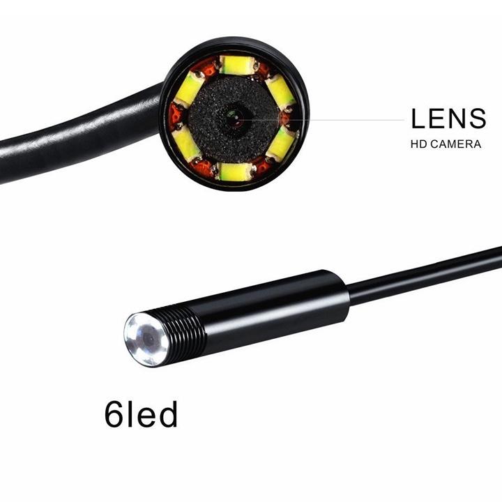 Camera nội soi 5.5mm đầu kết nối 2 trong 1 (hỗ trợ điện thoại Android và máy tính), dài 1-2-5m tùy chọn