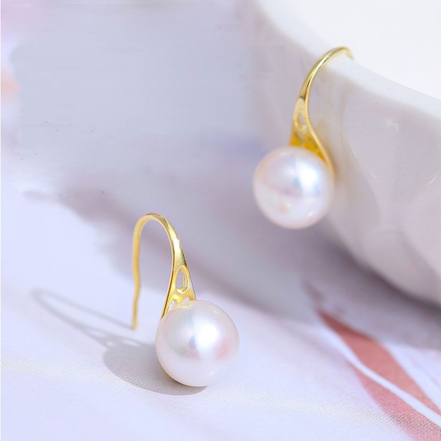 Bông Tai Ngọc Trai Thiên Nhiên Cao Cấp - Kiểu Móc Hoa - Trang Sức Cô Tấm - SPOOL PEARL - CTJ4808