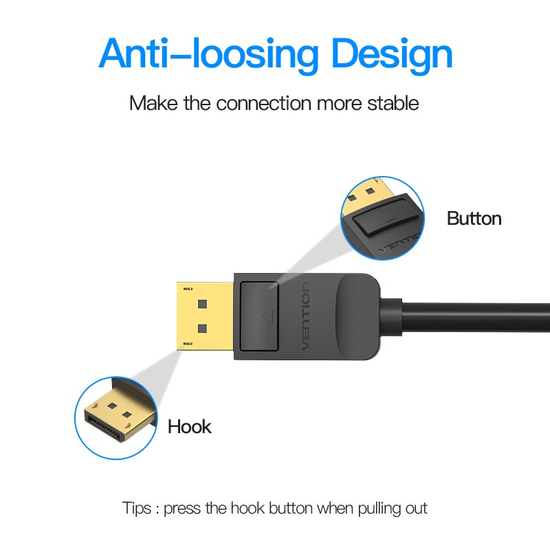 Cáp chuyển đổi Displayport sang HDMI Vention dài 1.5m-3m Hàng chính hãng