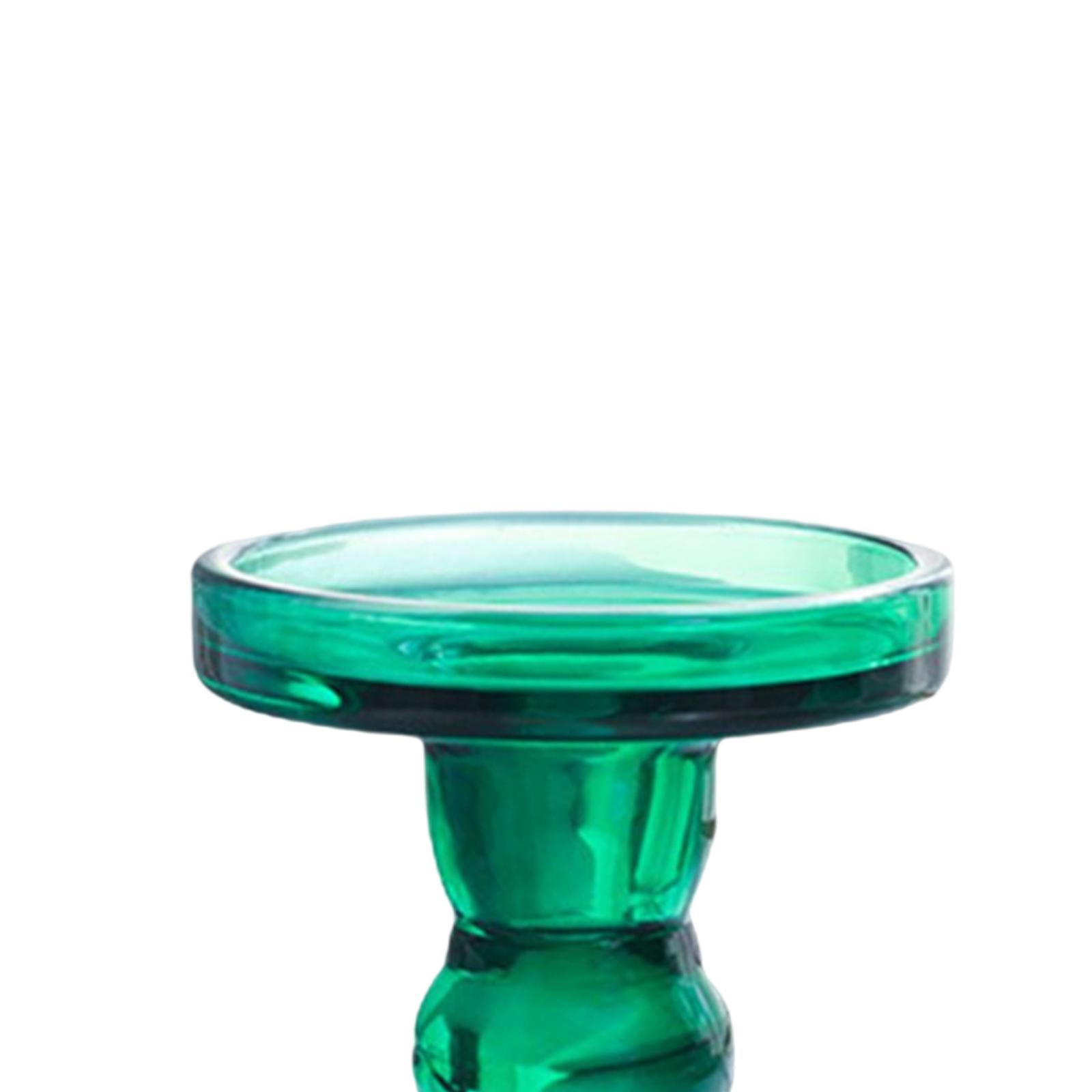 Retro Green Glass Candle Holder for Pillar Candle for Table Party Decor S
