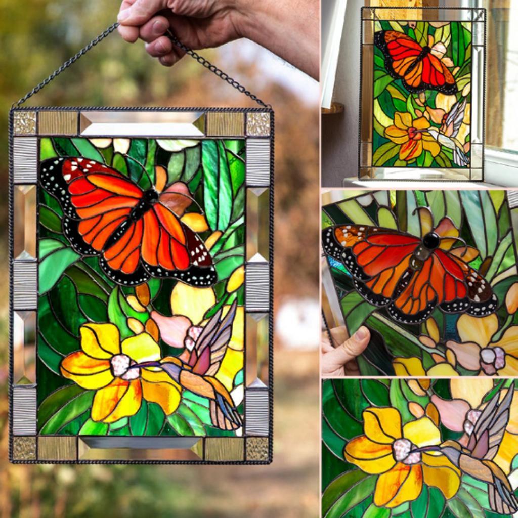 Stained Rectangle Window Panel Wall Decor