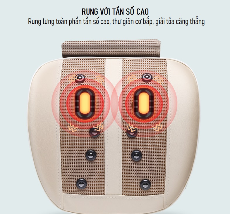 Gối massage lưng , cổ, vai, gáy hồng ngoại cao cấp
