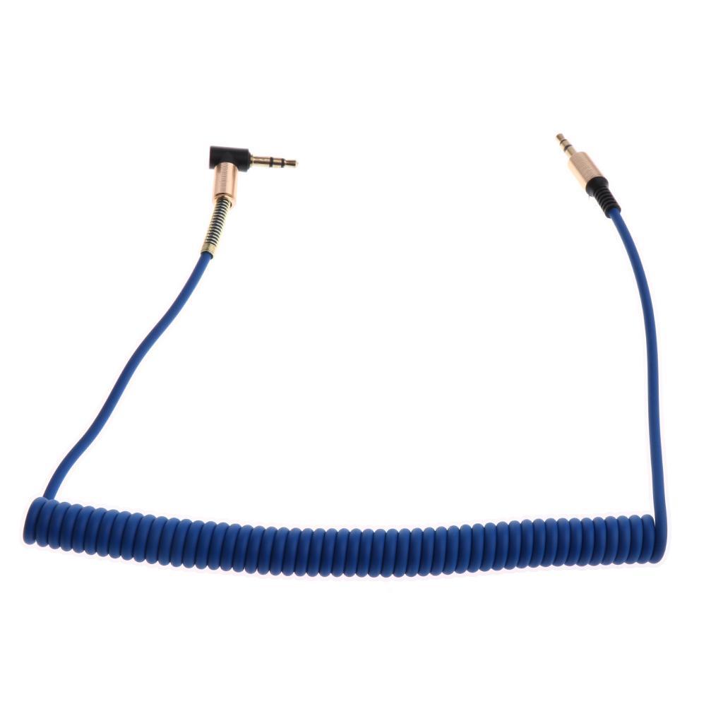 Auxiliary Audio Male to Male Cable 90 Degree Right Angle Line Black+Blue