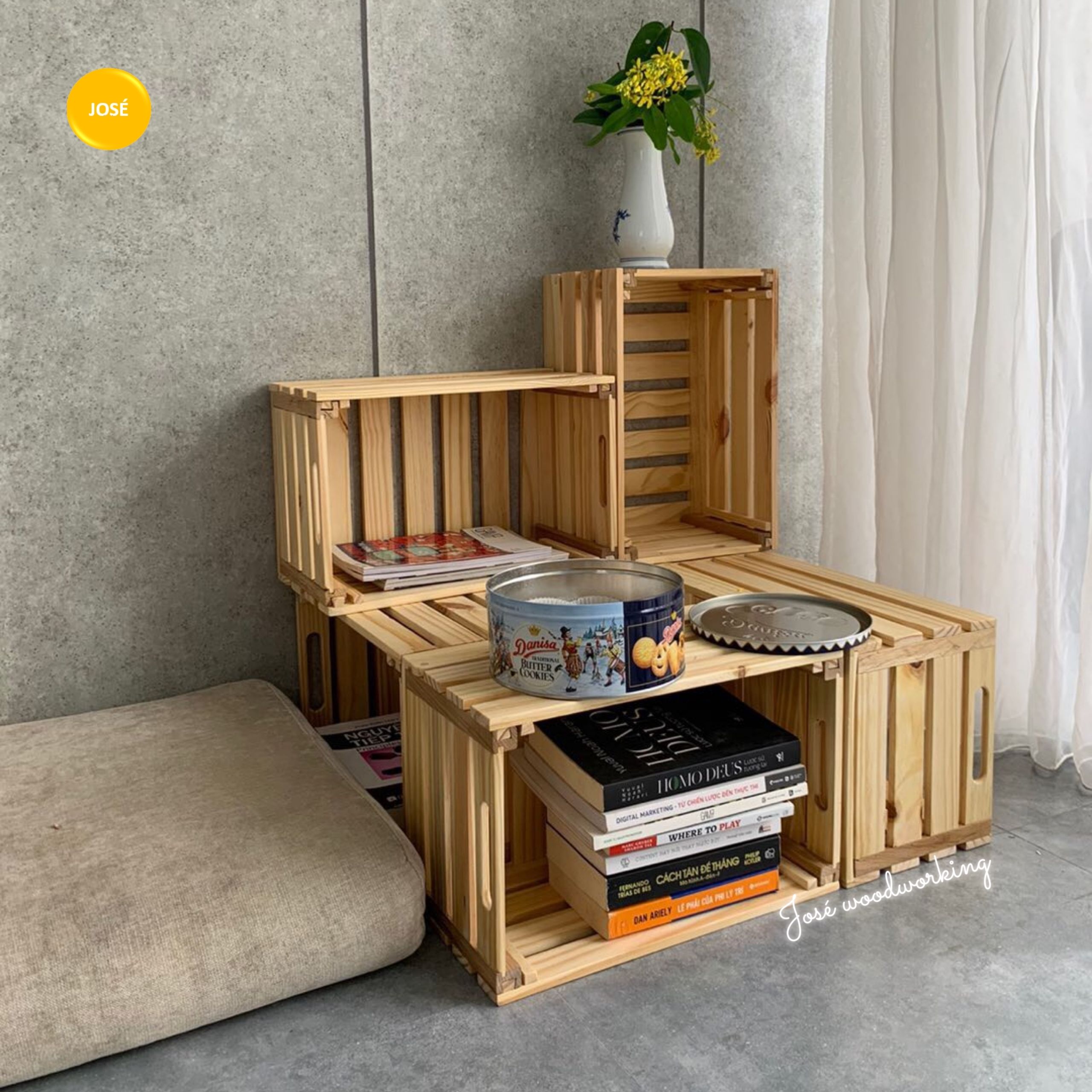 Combo 4 Thùng Pallet Thông Minh Gấp Gọn  Làm Bàn Trà Decor