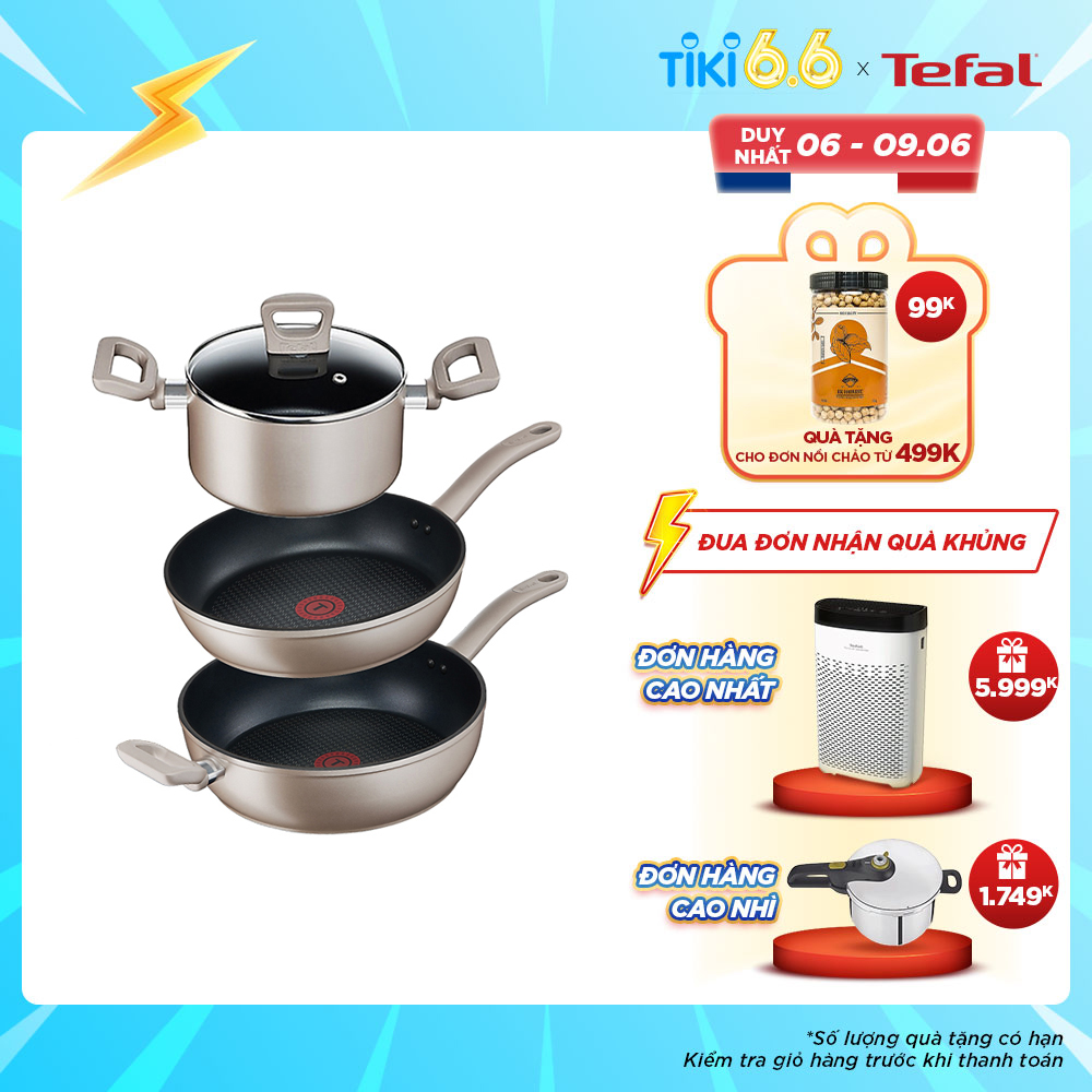 Bộ 3 nồi chảo chống dính đáy từ Tefal Sensations dùng cho mọi loại bếp (Nồi 24cm, chảo 24cm &amp; 28cm) - Hàng chính hãng