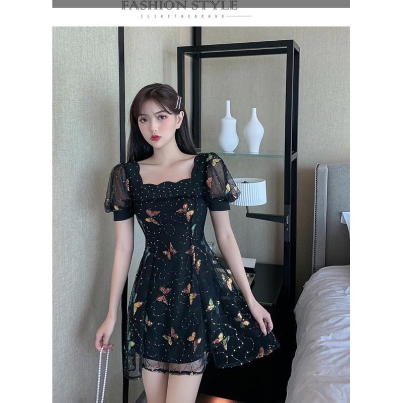 ĐẦM ULZZANG THÊU BƯỚM KIM SA CAO CẤP