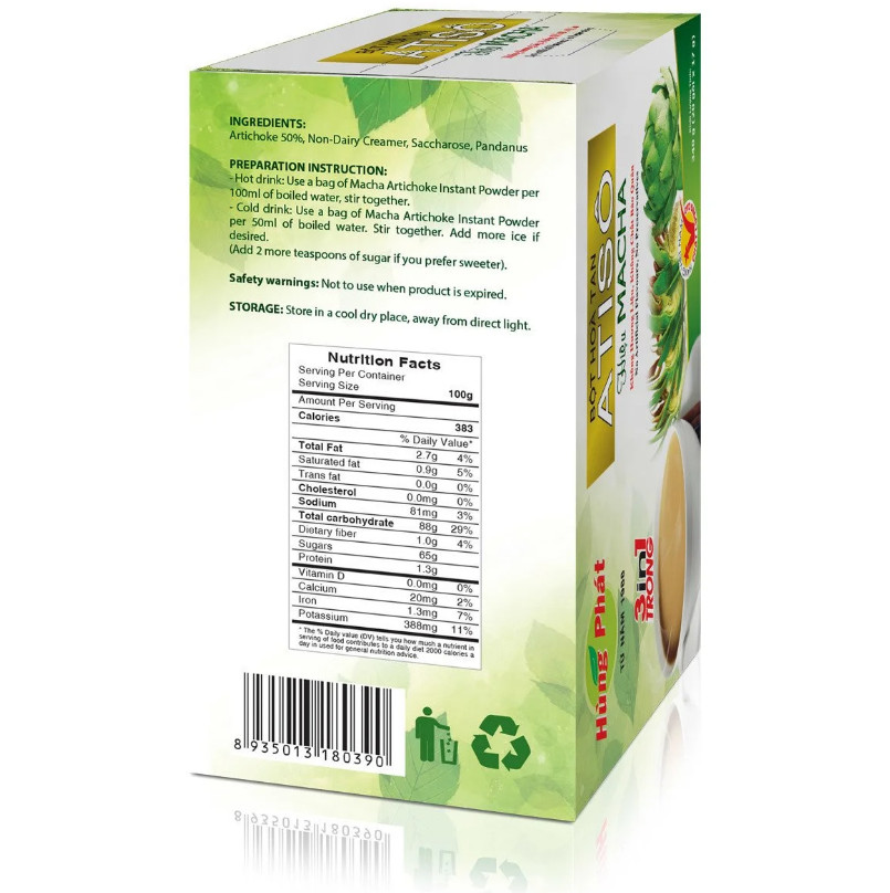 BỘT HÒA TAN ATISÔ HIỆU MACHA - MACHA ARTICHOKE INSTANT POWDER -Thương hiệu Hùng Phát: Thành Phần Tự Nhiên-Không Phẩm Màu - Không Chất Bảo Quản