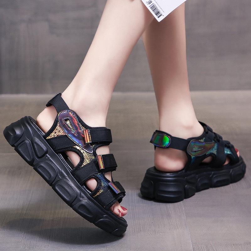 Sandal nữ 3 quai ngang đen có quai hậu sau sandal ulzzang đi học mã GSN10