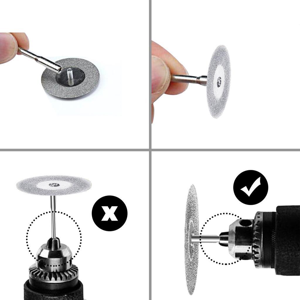 Diamond Coated Cutting Wheels Saw Blades Disc Rotary Tool Kit Handle 3.17mm