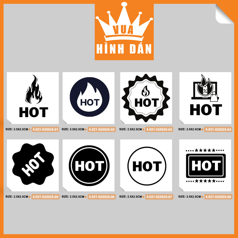 Set 100/200 sticker HOT - tem dạng decal có keo dán hộp, túi hàng, gói quà