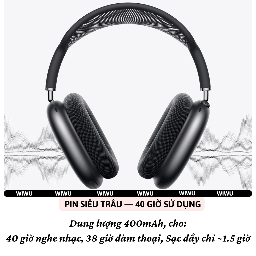 Tai Nghe Bluetooth 6.0 chống ồn chủ động SonicMax ANC 38dB hiêuWiWU Airbuds MAX TD-18 -38dB | Driver 40mm | Pin 40 Giờ | Earcups Xoay 360 | Headband Thoáng Khí - hàng nhập khẩu