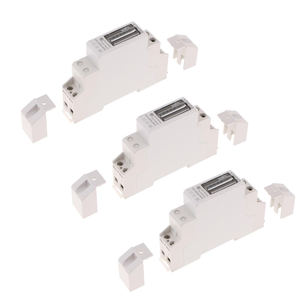 3pcs Precise Electricity Power Meter Din Energy Power Meter Kwh Meter Din