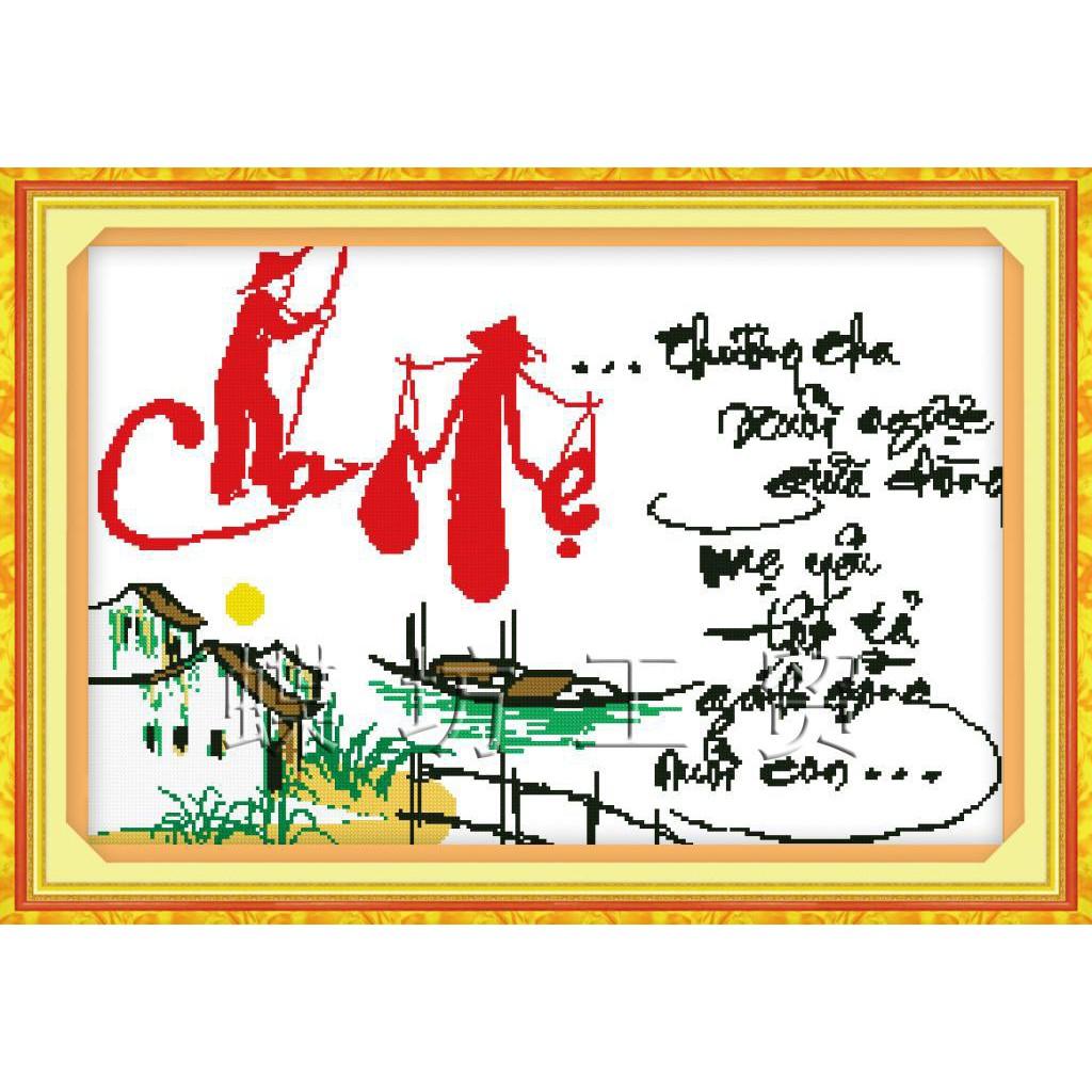 Tranh thêu chữ thập Cha mẹ DLH-222539