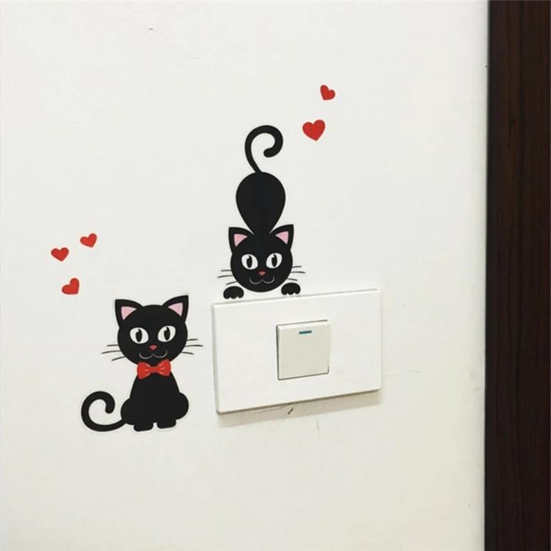 Miếng dán tường trang trí công tắc hình mèo dễ thương