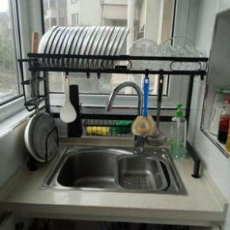Kệ Để Chén Đĩa Thông Minh Trên Bồn Rửa Bát Sơn Đen Tĩnh Điện Cao Cấp