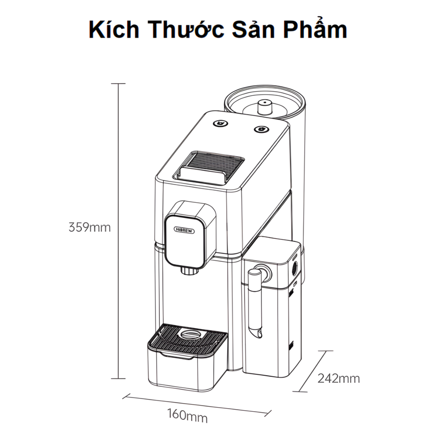 HÀNG CHÍNH HÃNG - Máy pha cà phê viên nén Nespresso tự động, Espresso, Cappuccino và Latte. Thương hiệu Mỹ cao cấp HiBREW - H15