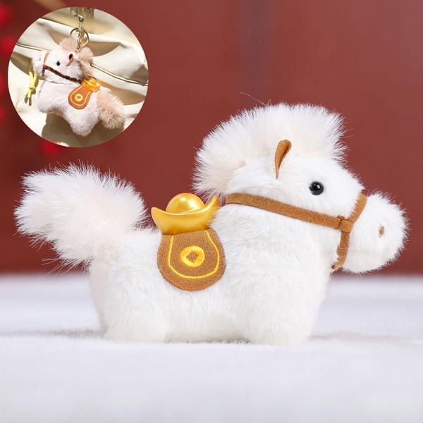 Móc Khóa Thú Bông Ngựa - Mã Đáo Thành Công - Tết Bính Ngọ 2026 - XM02 - Màu Trắng