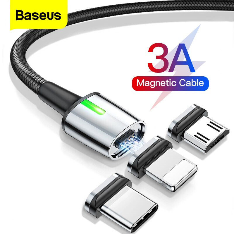 Bộ cáp từ 3 đầu Baseus Zinc Magnetic Series 2 Cable Kit (Lightning/ Type C/ Micro Magnetic Connetor + USB Cable) - Hàng chính hãng