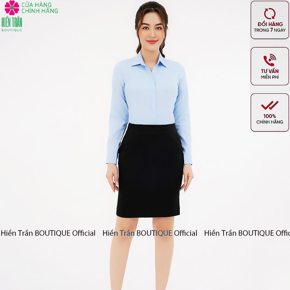 Áo sơ mi nữ Hiền Trần BOUTIQUE dài tay form rộng kiểu sơmi màu trắng xanh thời trang công sở đi học