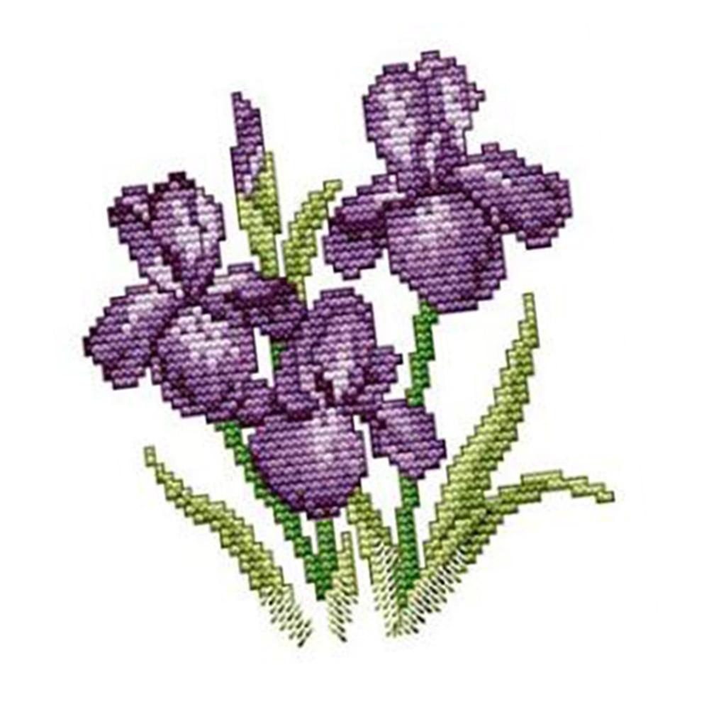 2Set Stamped Cross Stitch Kit With Pre-printed Cloth Fower Pattern