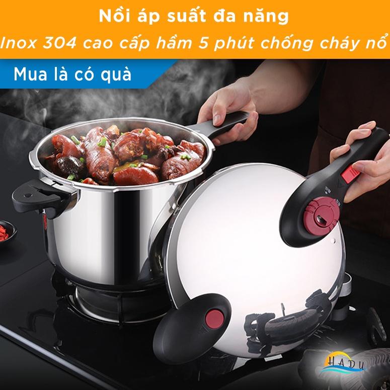 Nồi áp suất đa năng bếp từ inox 304 cao cấp độ bền cao chống cháy nổ hầm nhanh hơn tiết kiệm năng lượng van xả chéo HADU