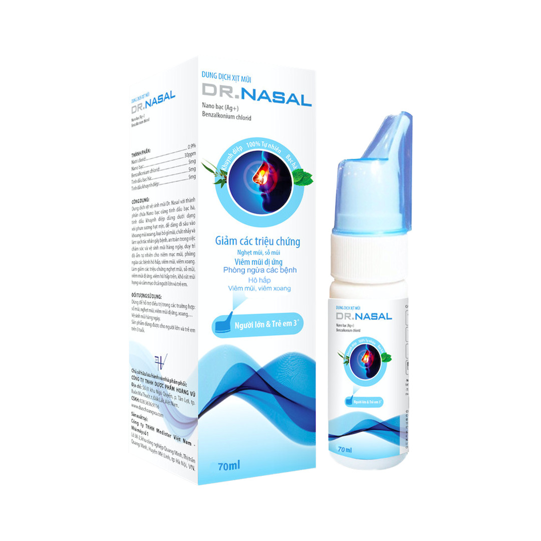 Dung dịch xịt mũi kháng khuẩn Dr. Nasal (xanh) Nano bạc