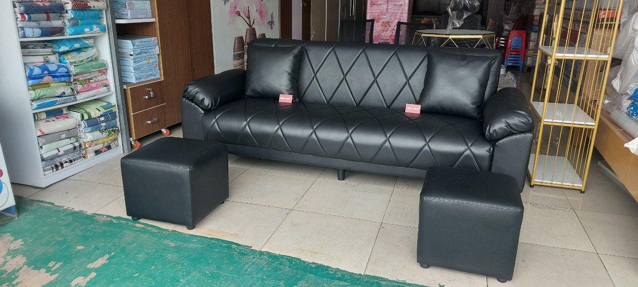 Sofa băng Japan Tundo 2m1 tặng 2 đôn, 2 gối và bàn trà Kim cương.