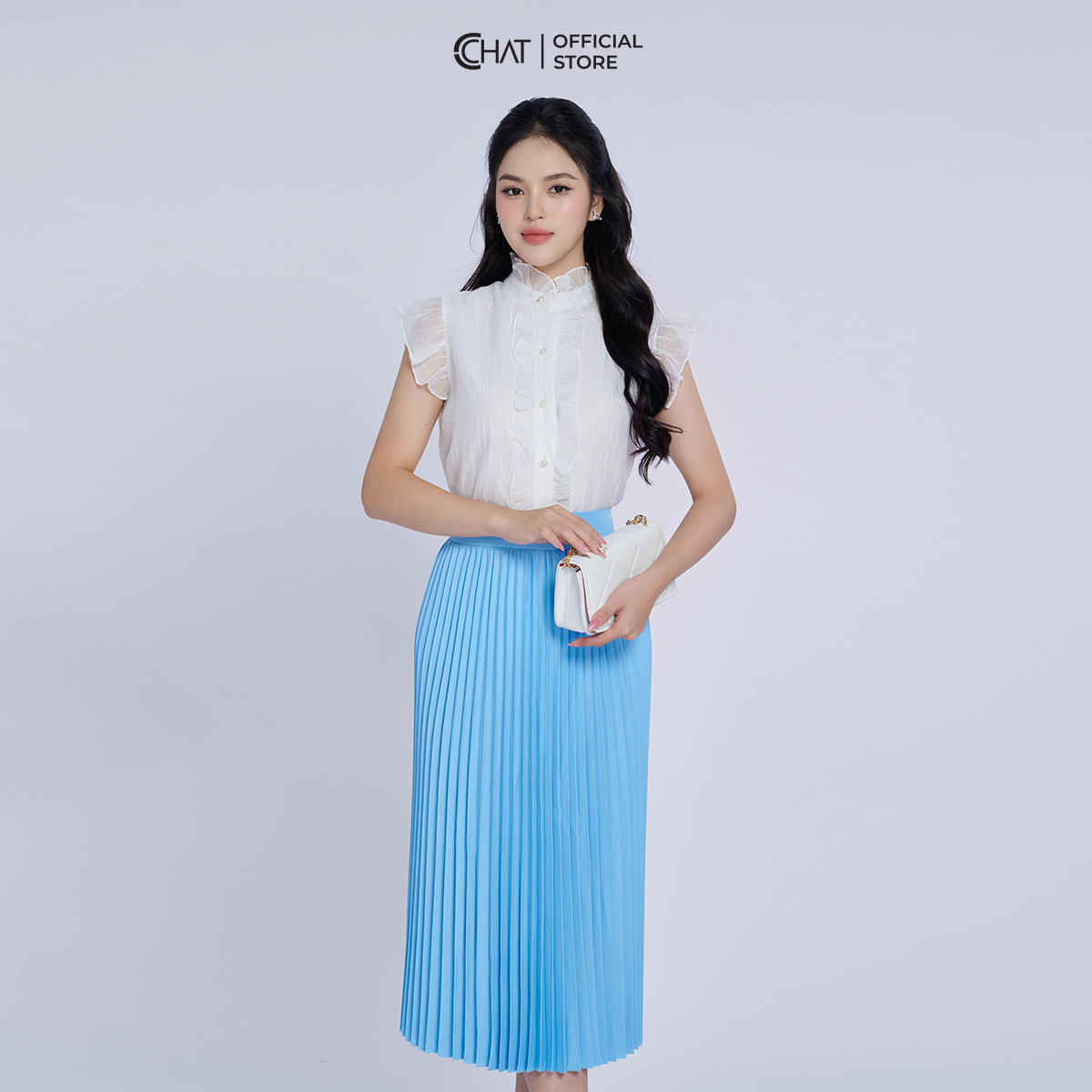 Áo Kiểu Nữ Bèo Nẹp Sát Nách Dáng Suông Chất Voan Cao Cấp 13FNV2019ST
